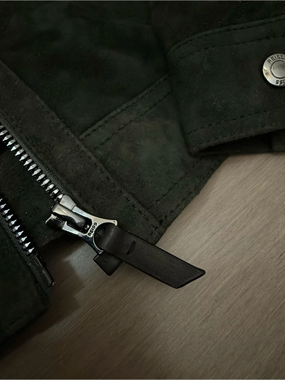 Reiss Forest Green Pike Suede Zip Through Jacket
